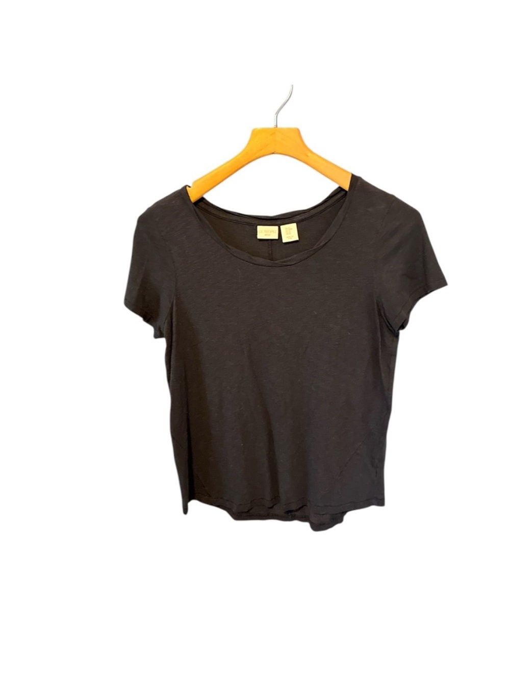 St. Tropez West Black Short Sleeve Scoop Neck Top Medium